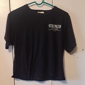 Philosophy of Love Black Graphic Print Cropped T-shirt